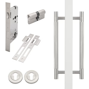 Brushed Nickel Roller Lock Kit - Charmian Pull - Manovella