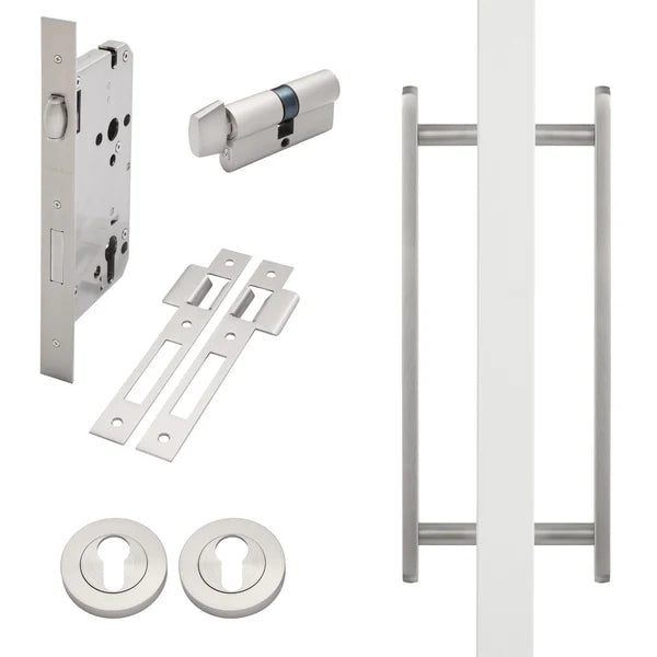 Brushed Nickel Roller Lock Kit - Imogen Pull - Manovella