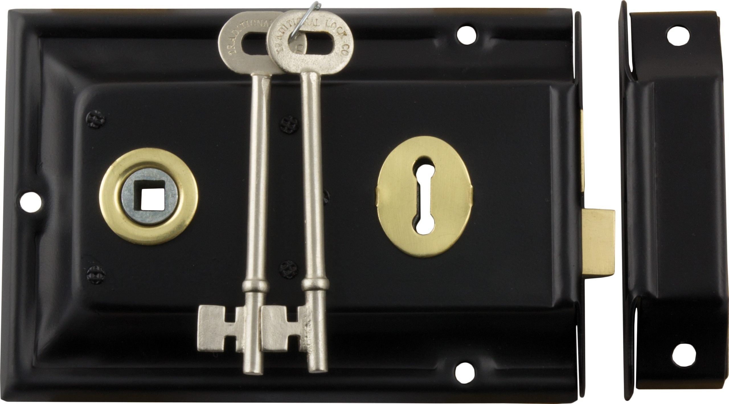 Tradco Rim Lock Black With Brass