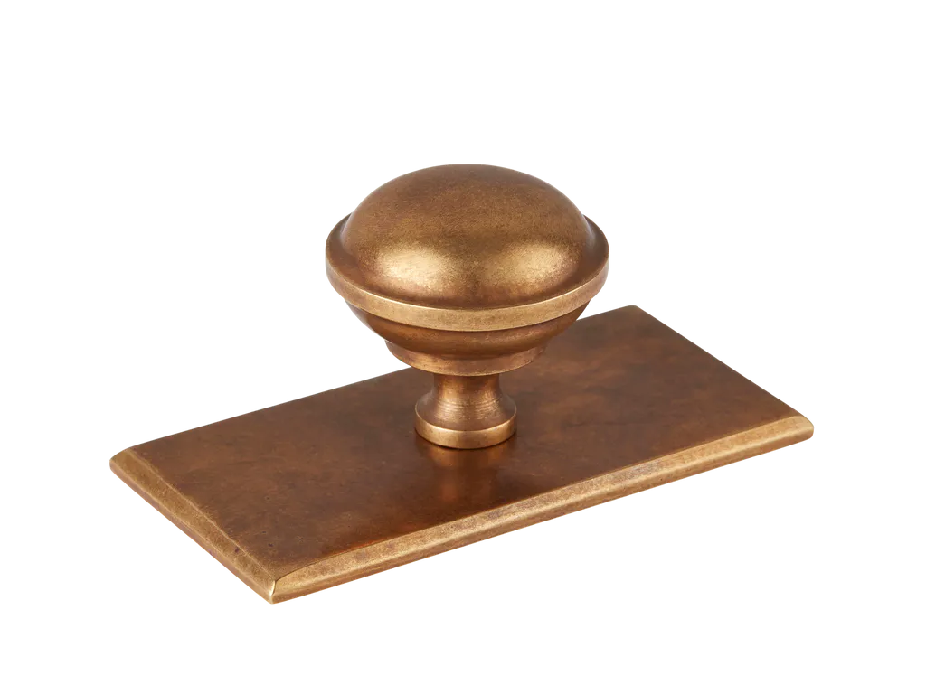 Queslett Cabinet Knob with Rectangular Backplate By Armac Martin