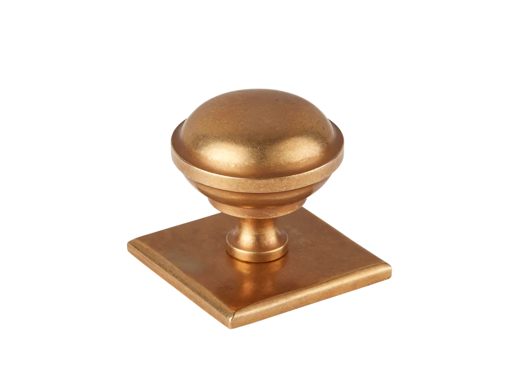 Queslett Cabinet Knob with Square Backplate By Armac Martin
