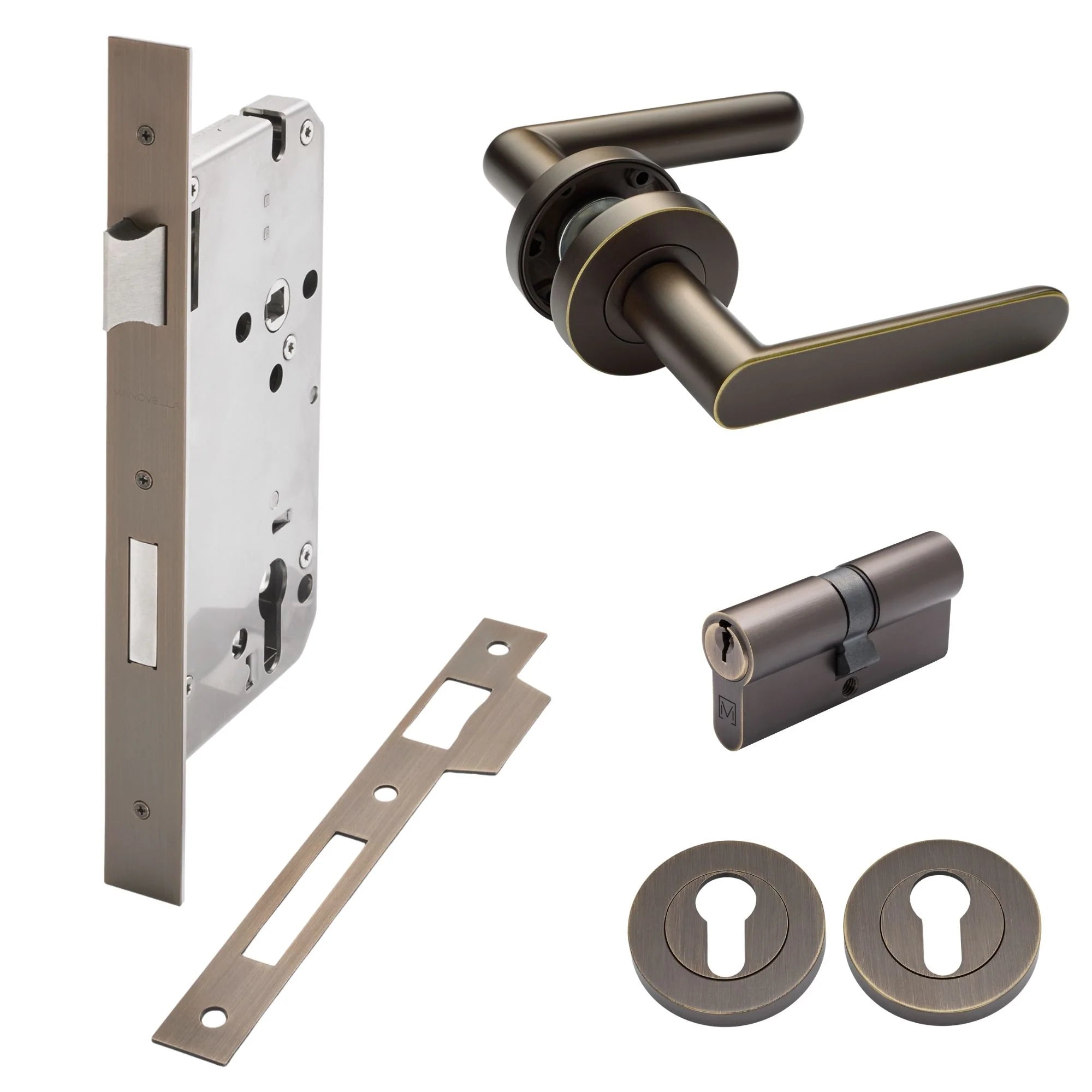 Aged Brass Entrance Door Kit Fairhaven - Manovella