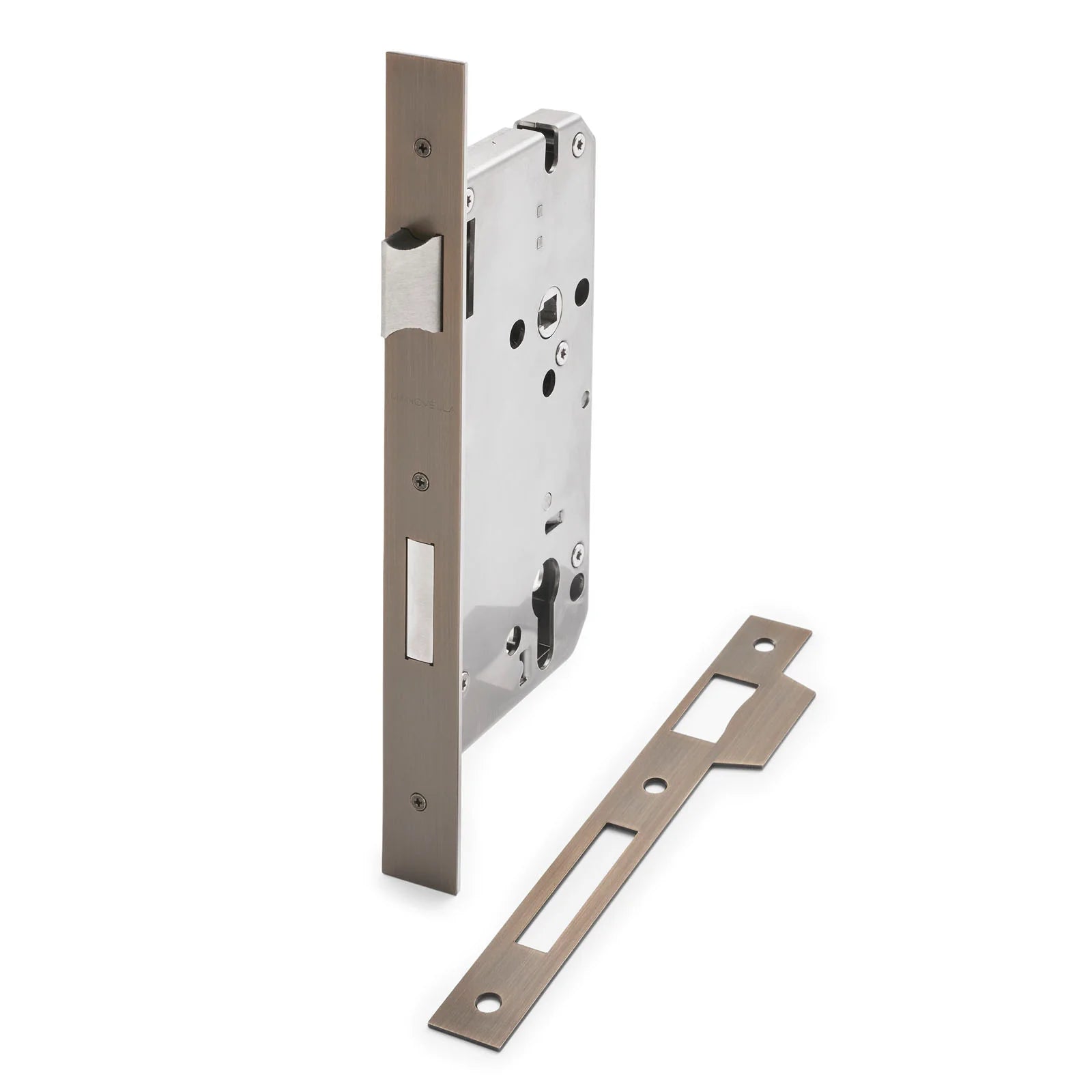 Aged Brass Euro Mortice Lock 316SSS (85mm Pitch 60mm Backset) - Manovella