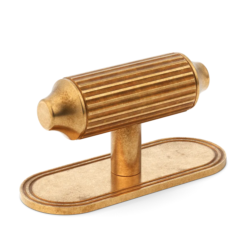 Barwick Ridged T-bar Handle with Backplate By Armac Martin