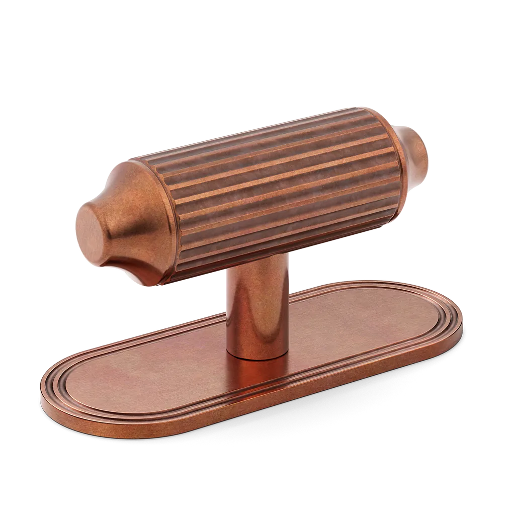 Barwick Ridged T-bar Handle with Backplate By Armac Martin