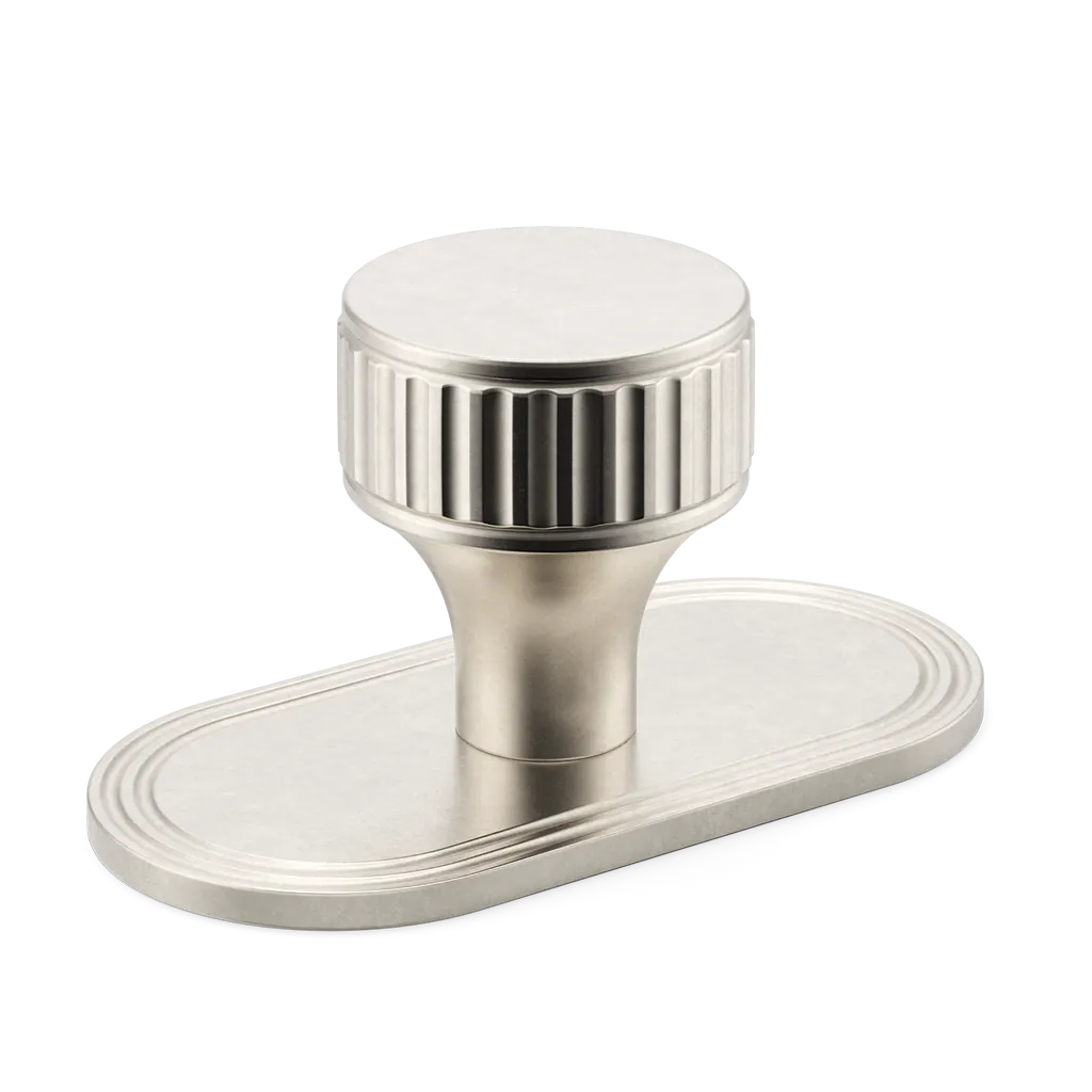 Barwick Ridged Cabinet Knob with Backplate By Armac Martin