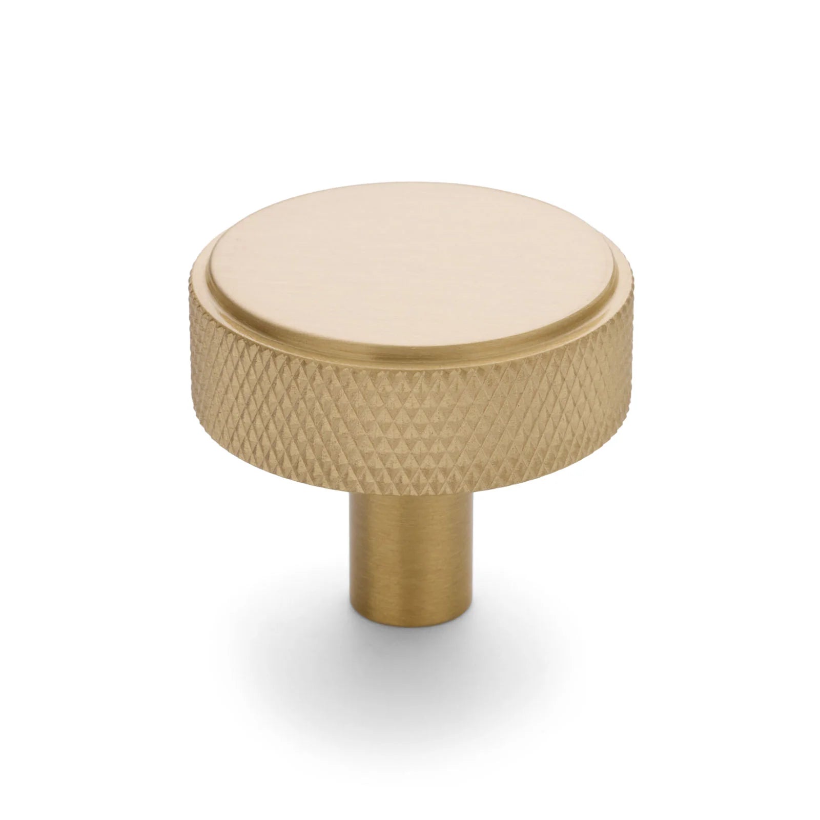 Brushed Brass Round Knurled Cabinet Knob - Octavia - Manovella