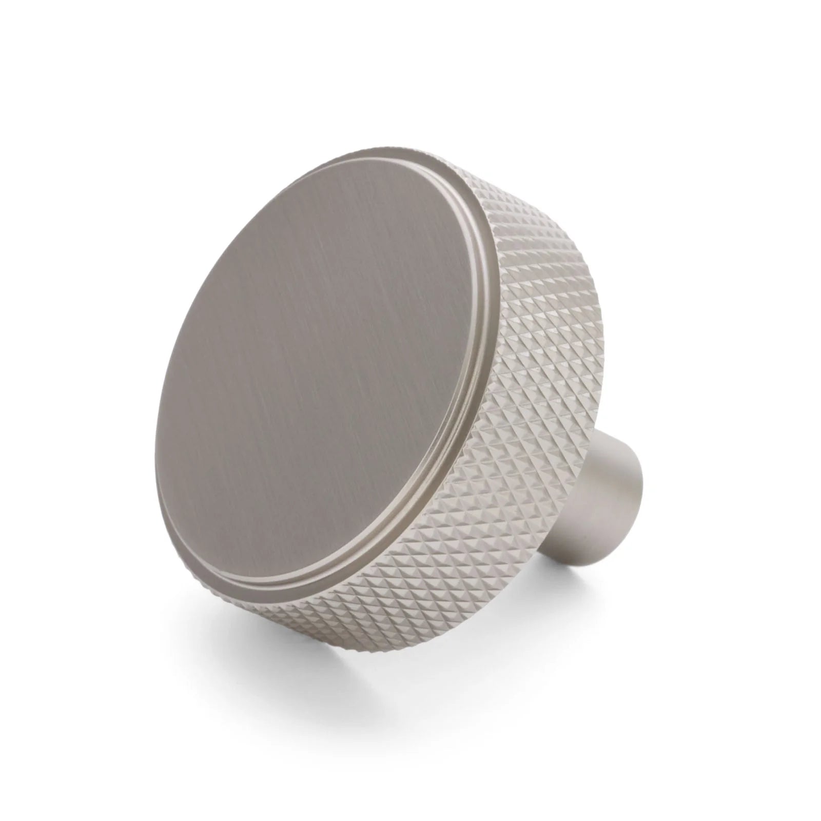 Brushed Nickel Round Knurled Cabinet Knob - Octavia - Manovella