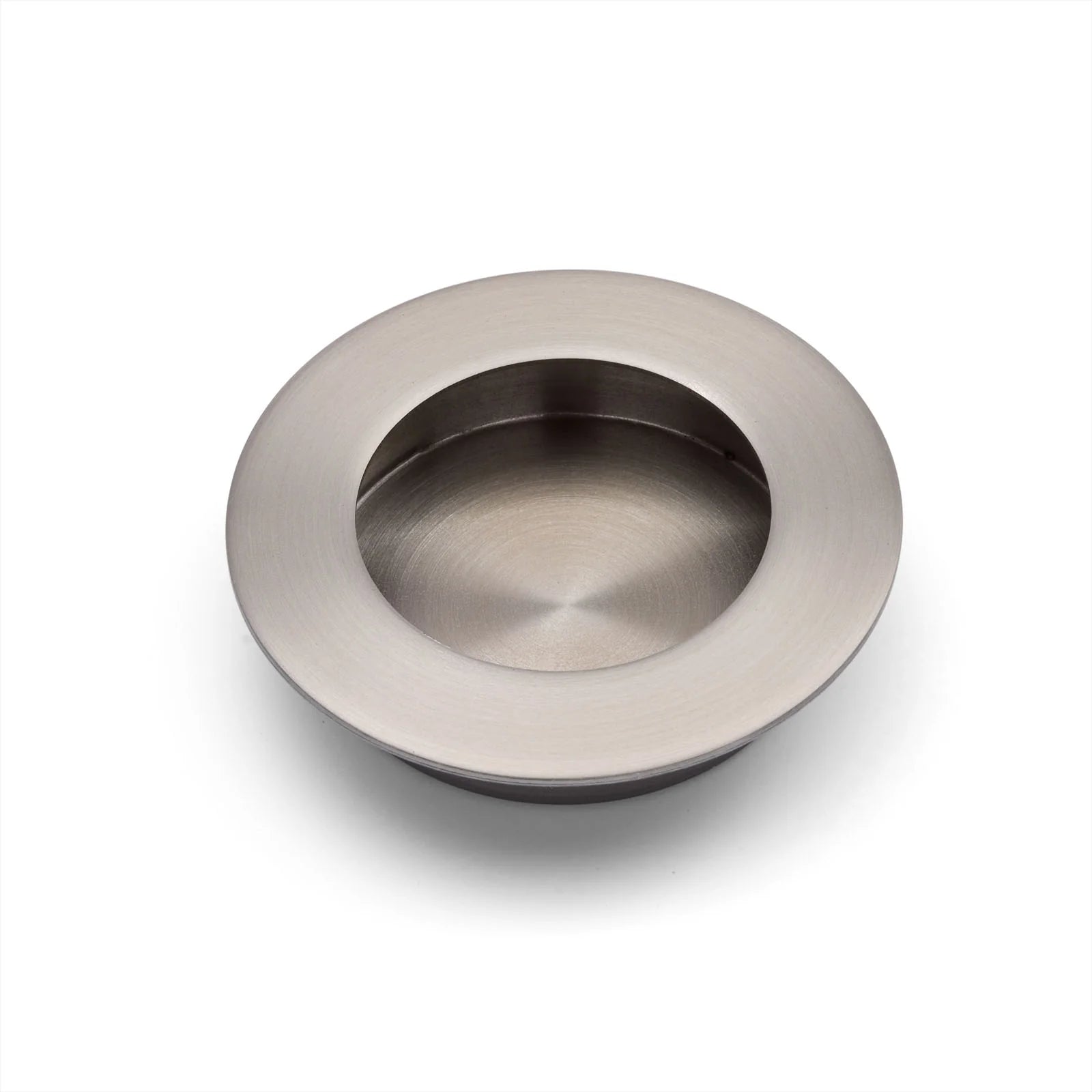Brushed Nickel Sliding Door Round Flush Pull 65mm - Manovella