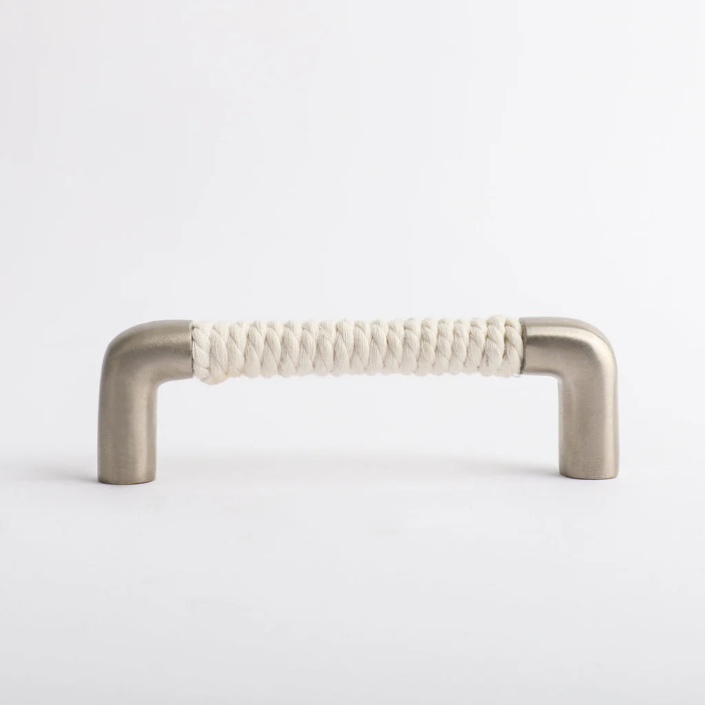 Rope Handle - White Cotton with Satin Nickel By Hepburn