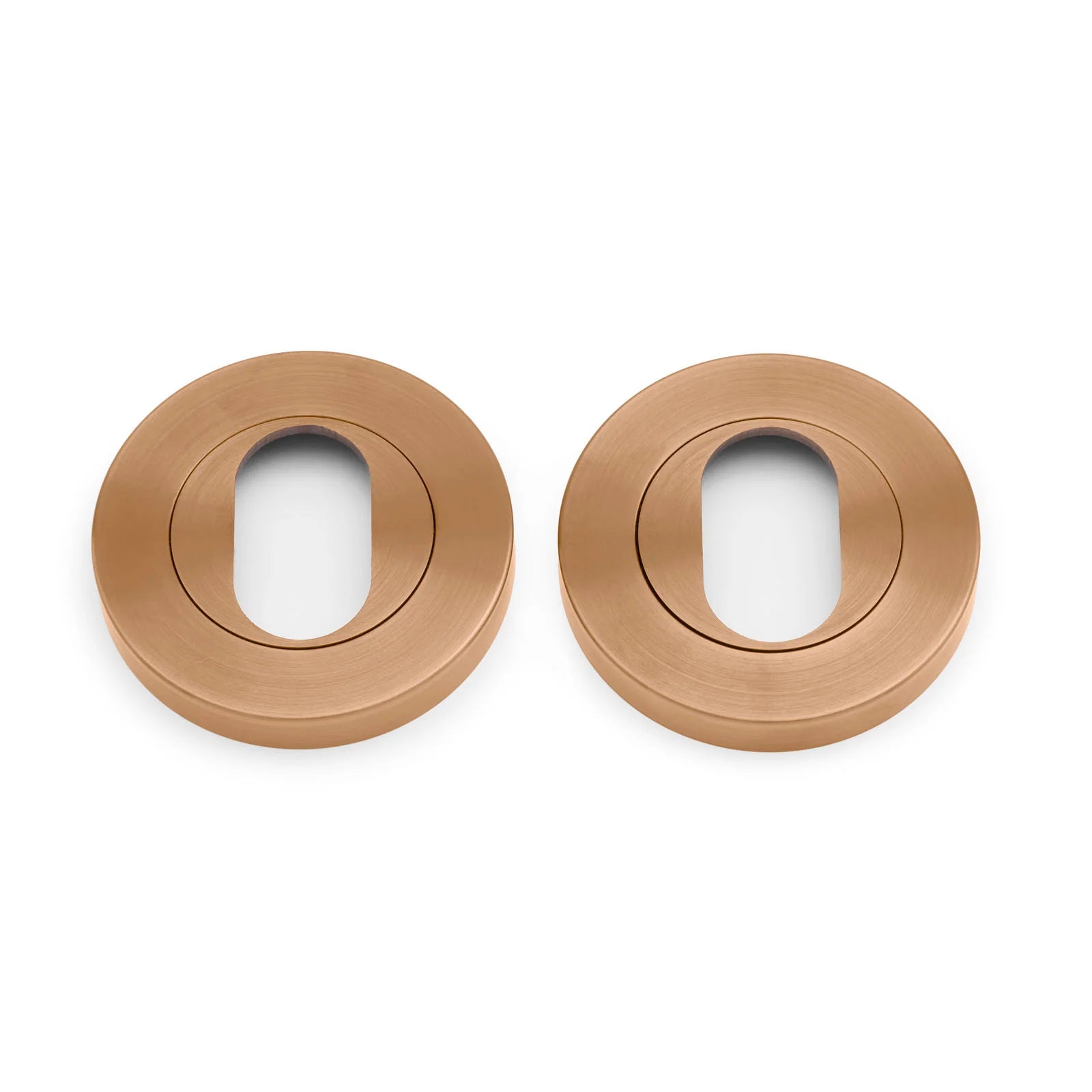Brushed Copper Oval Escutcheon (Pair) - Solid Brass - Manovella