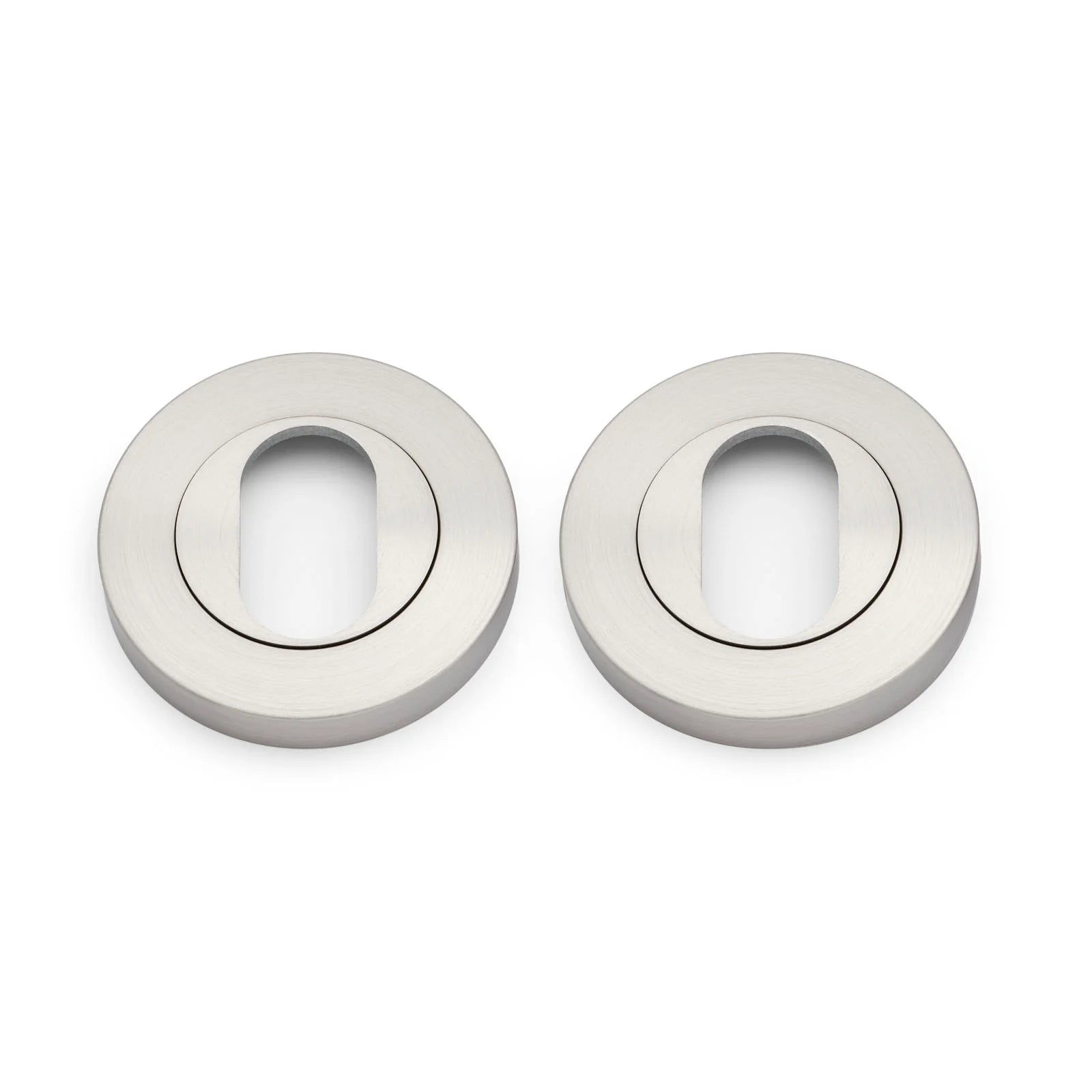 Brushed Nickel Oval Escutcheon (Pair) - Solid Brass - Manovella