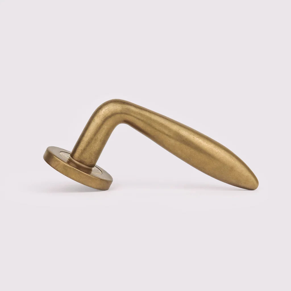 Clover Door Lever - Acid Washed Brass By Hepburn