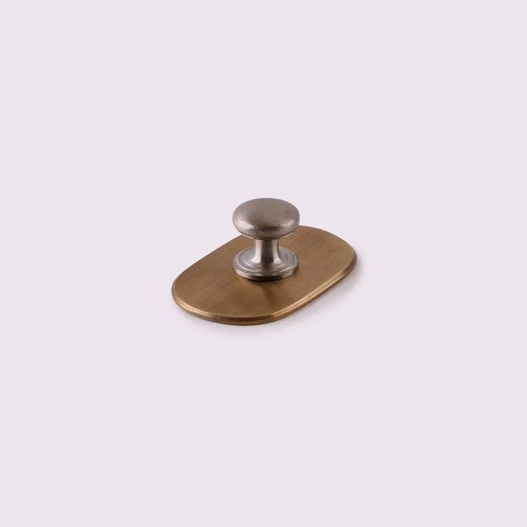 Curved Knob Backplate - Acid Wash Brass by Hepburn