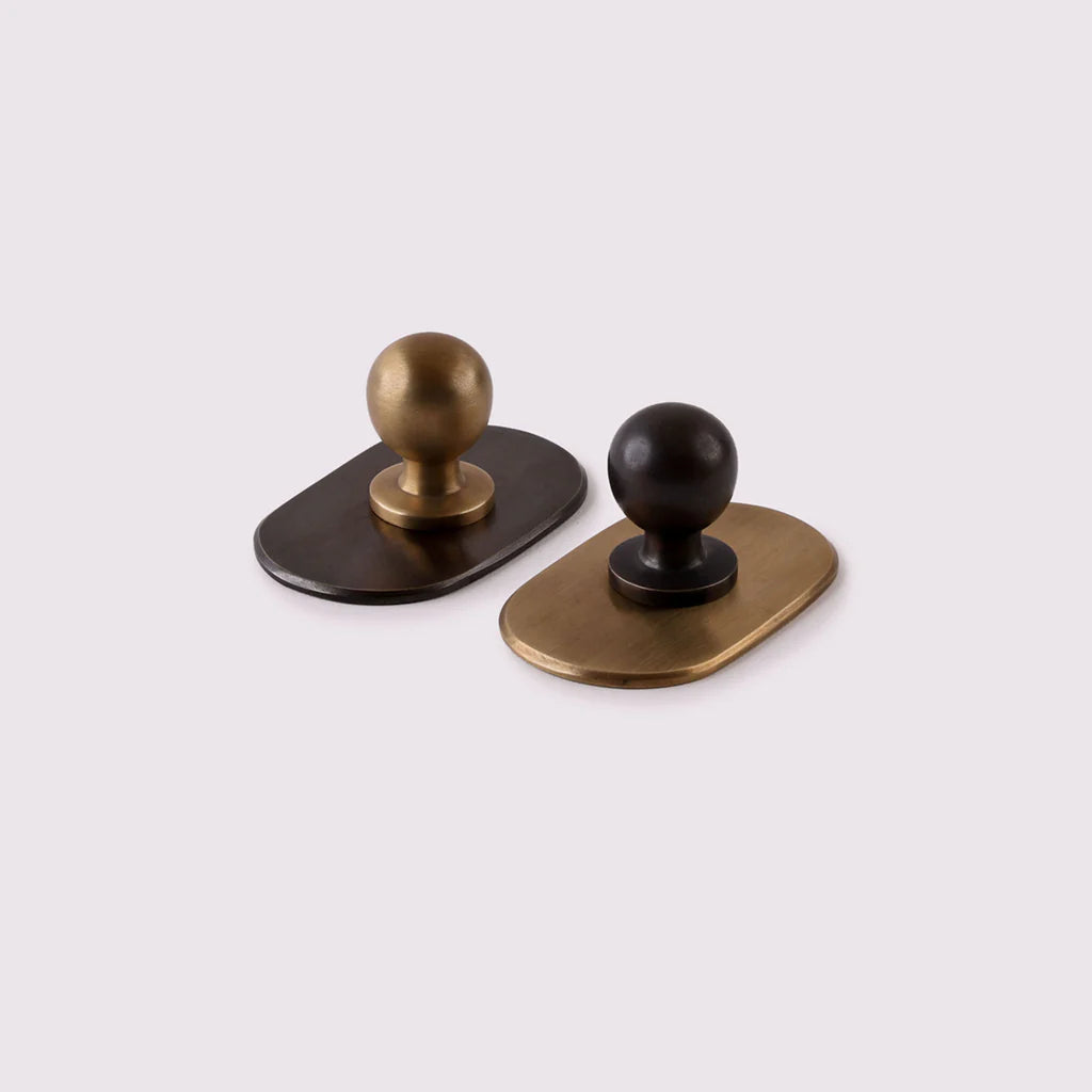 Curved Knob Backplate - Antique Bronze by Hepburn