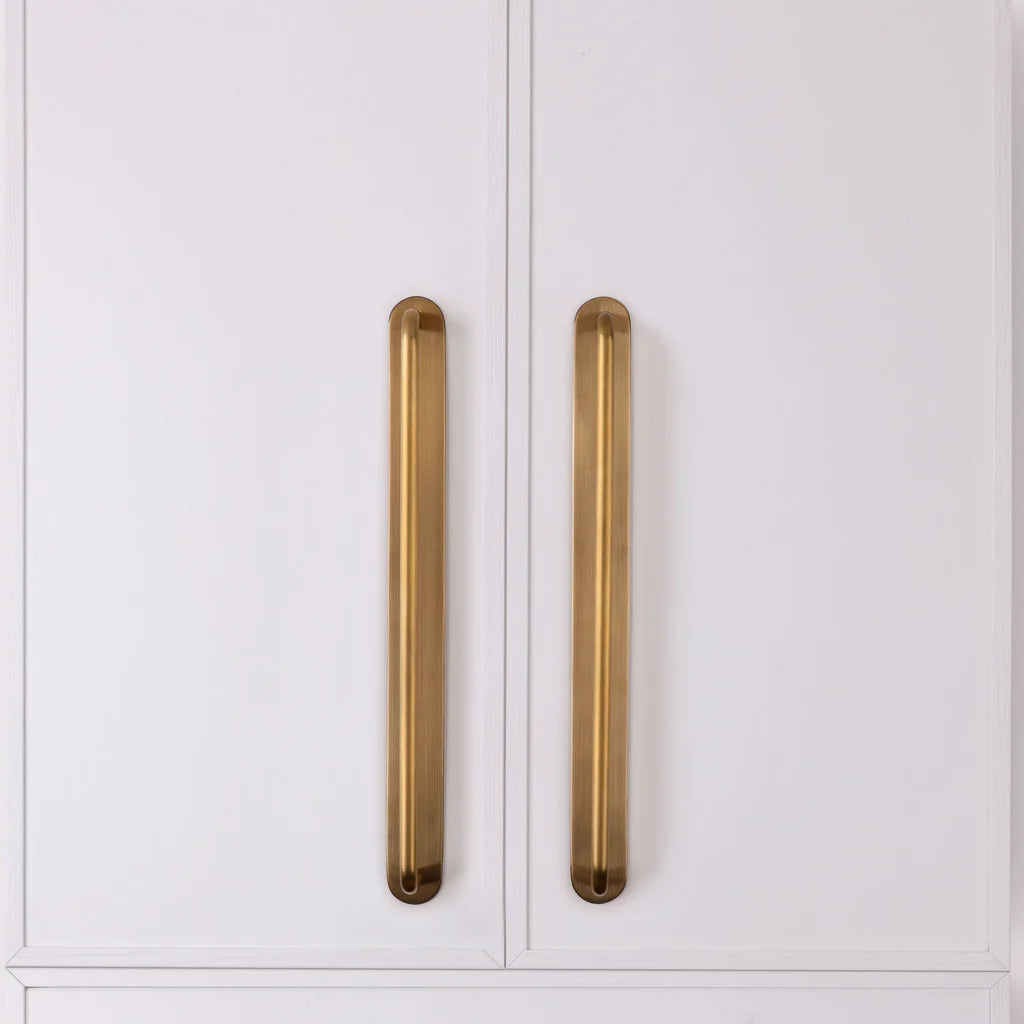 Curved Appliance Pull Backplate - Acid Wash Brass by Hepburn