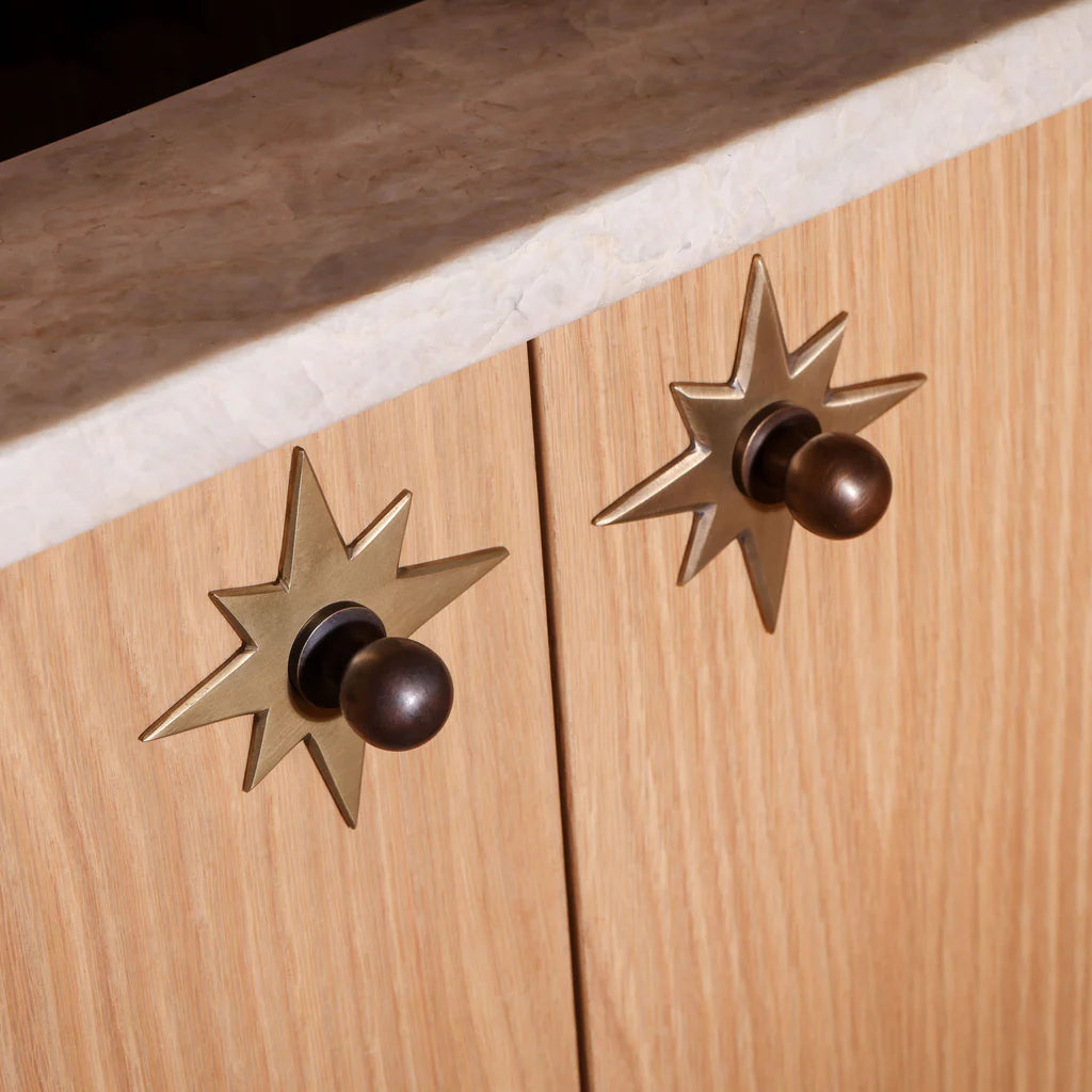 Star Knob Backplate - Acid Wash Brass by Hepburn