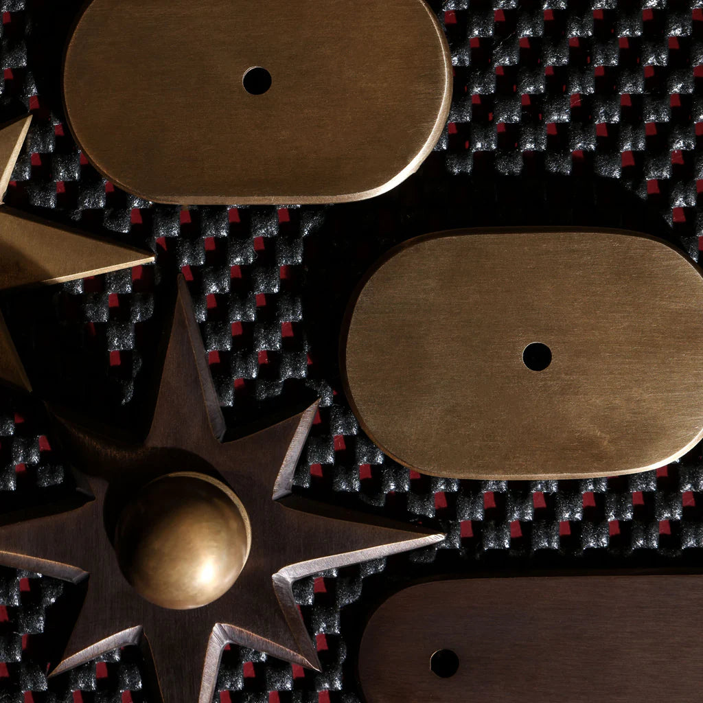 Curved Knob Backplate - Acid Wash Brass by Hepburn