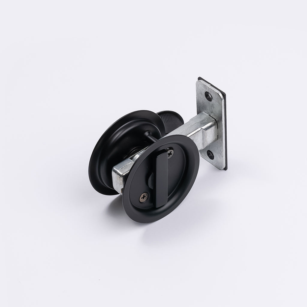 Matt Black Round Sliding Cavity Privacy Lock - Manovella