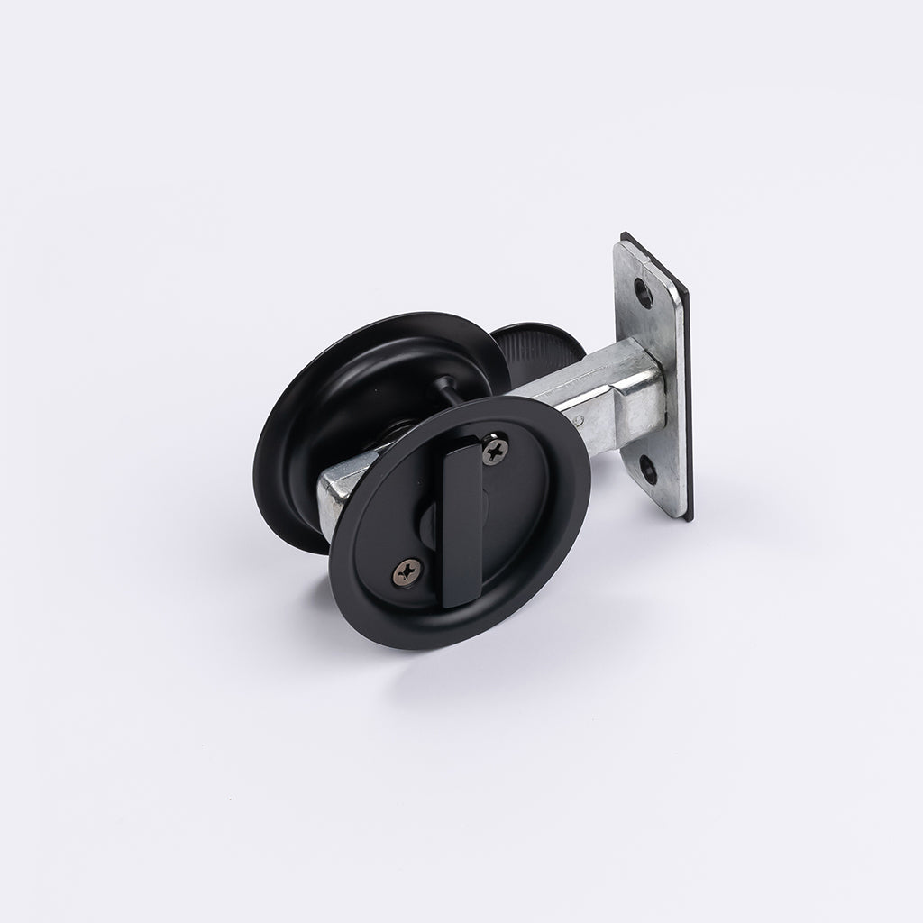 Matt Black Round Sliding Cavity Privacy Lock - Manovella