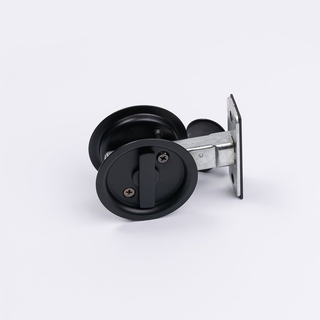 Matt Black Round Sliding Cavity Privacy Lock - Manovella