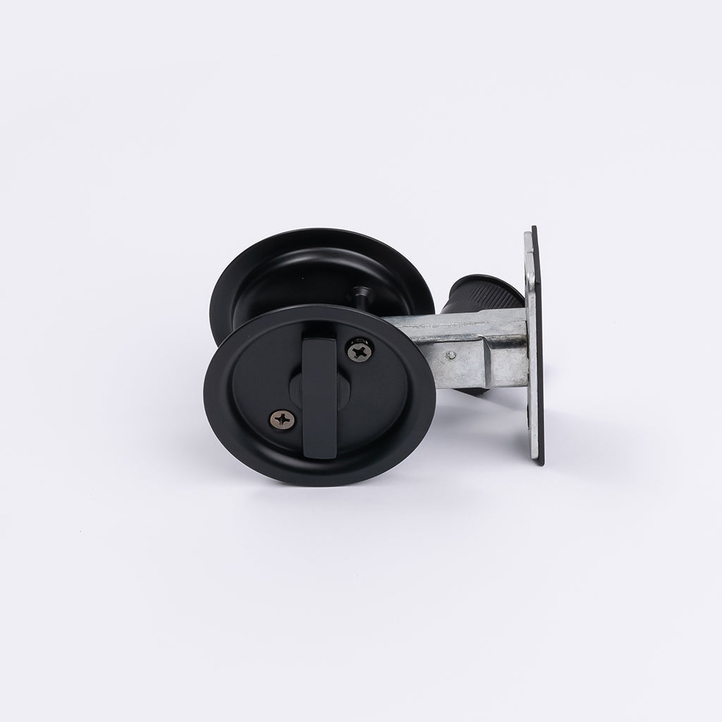 Matt Black Round Sliding Cavity Privacy Lock - Manovella
