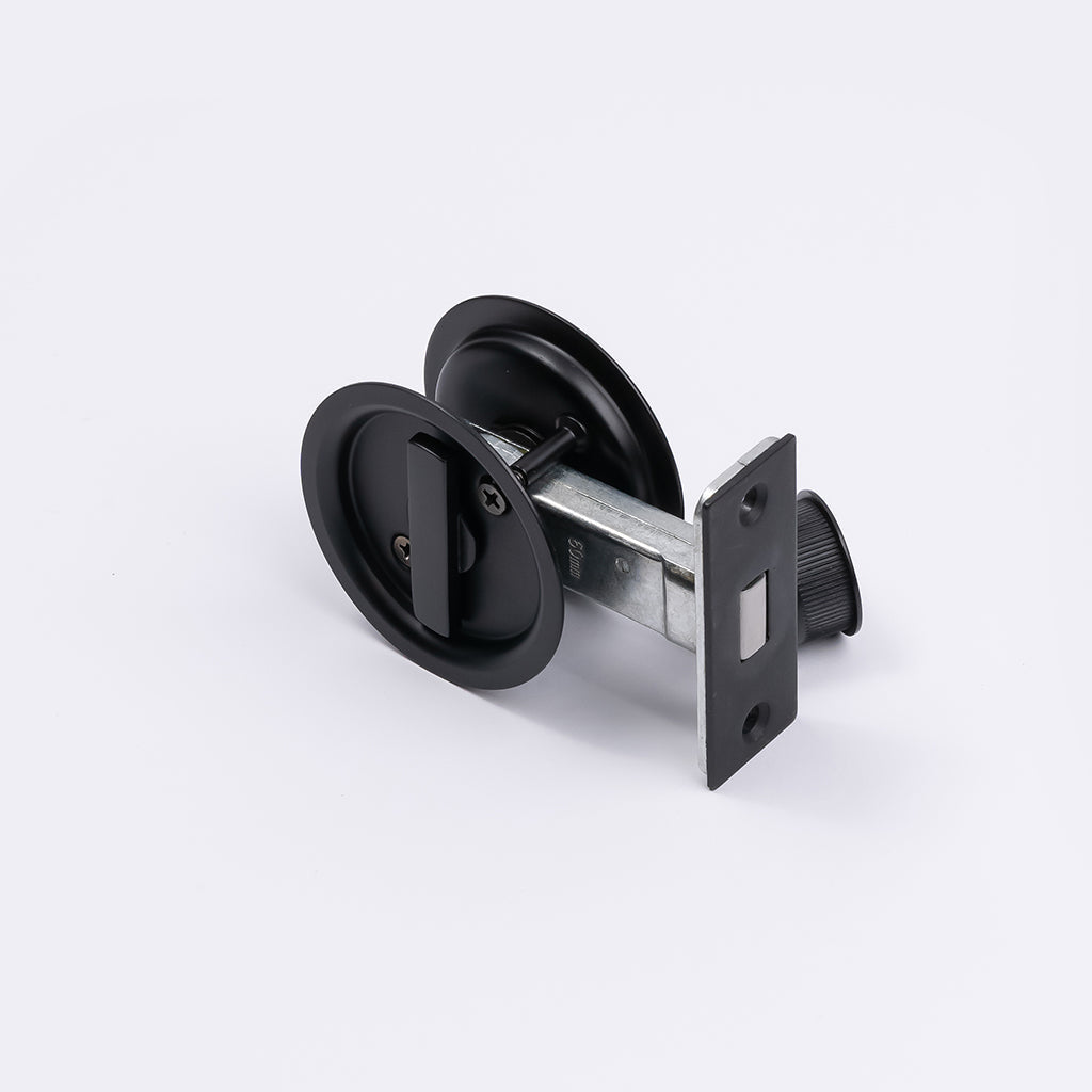 Matt Black Round Sliding Cavity Privacy Lock - Manovella