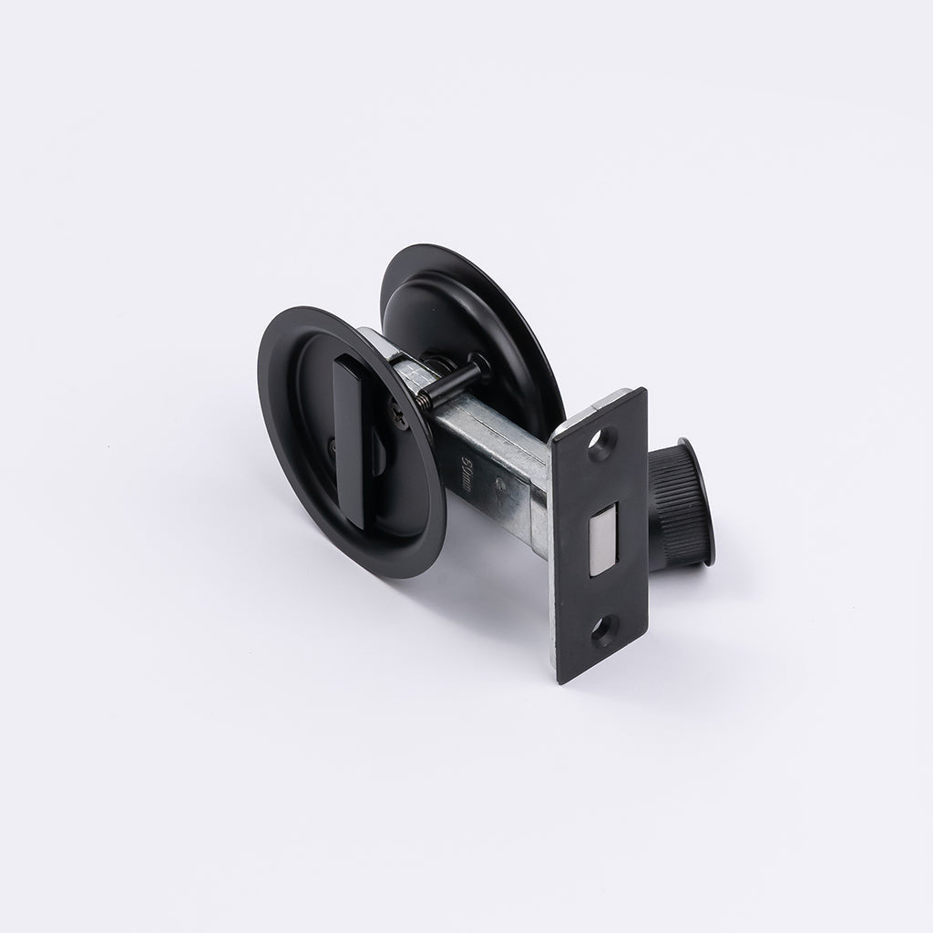 Matt Black Round Sliding Cavity Privacy Lock - Manovella