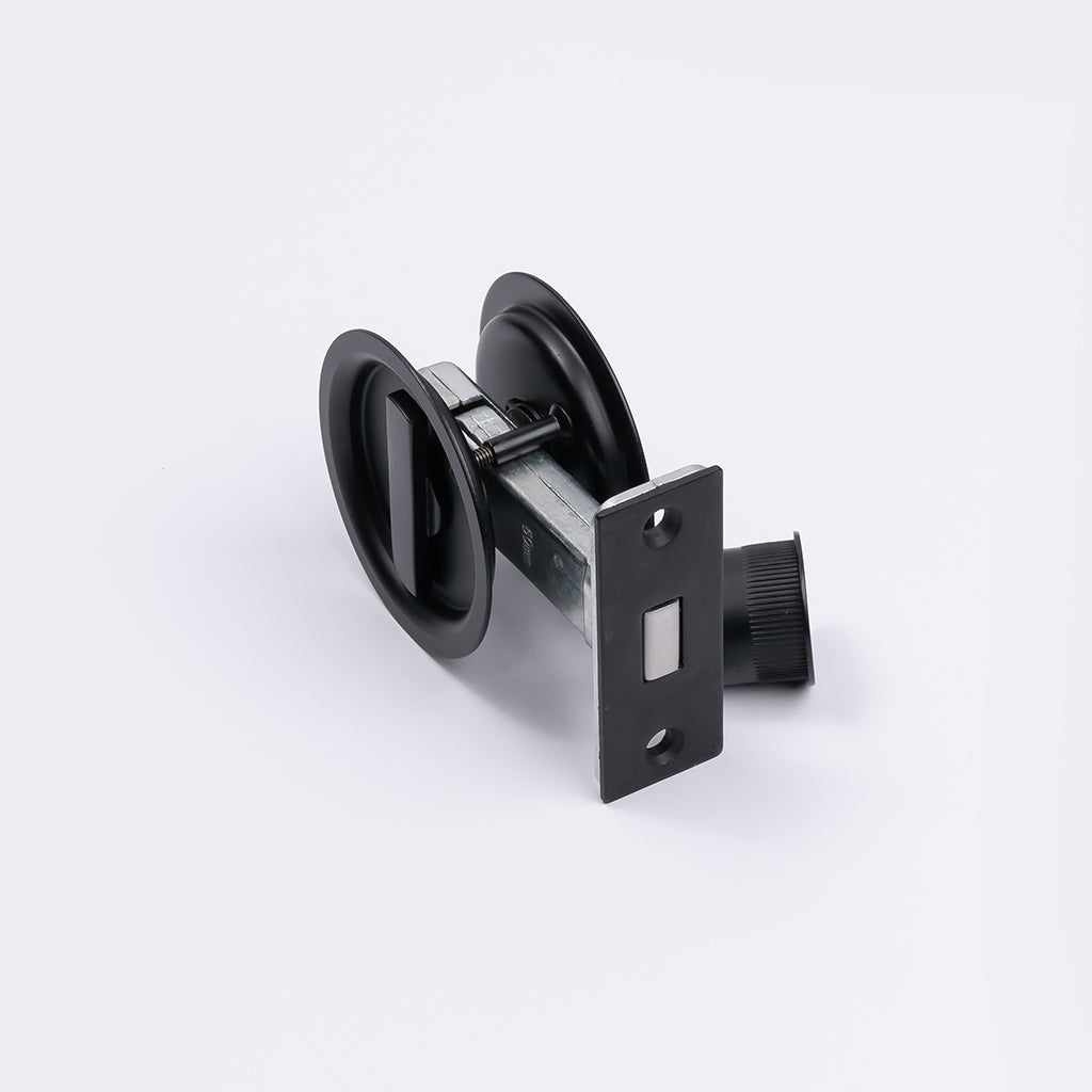Matt Black Round Sliding Cavity Privacy Lock - Manovella