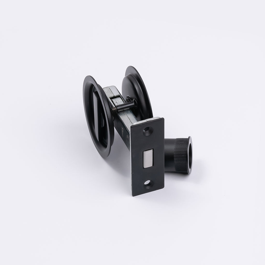Matt Black Round Sliding Cavity Privacy Lock - Manovella