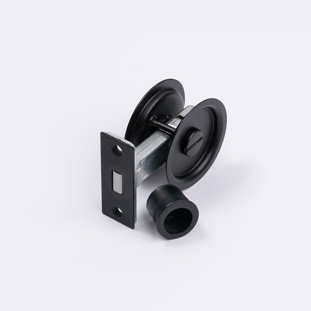 Matt Black Round Sliding Cavity Privacy Lock - Manovella