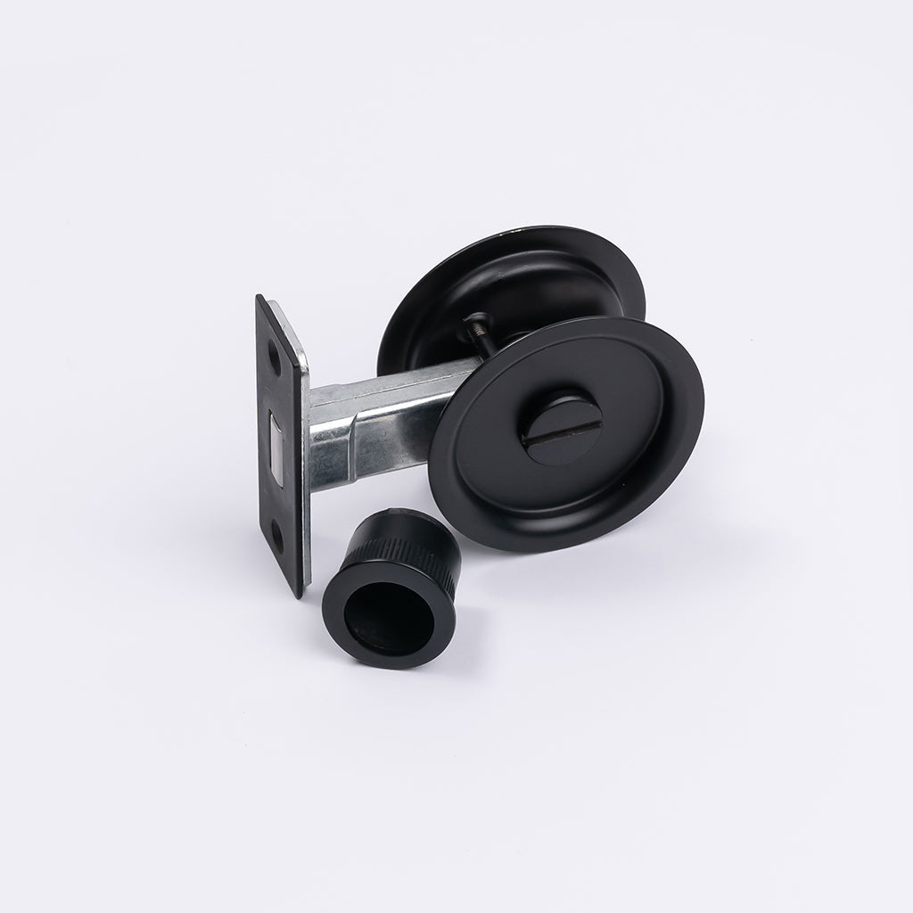 Matt Black Round Sliding Cavity Privacy Lock - Manovella