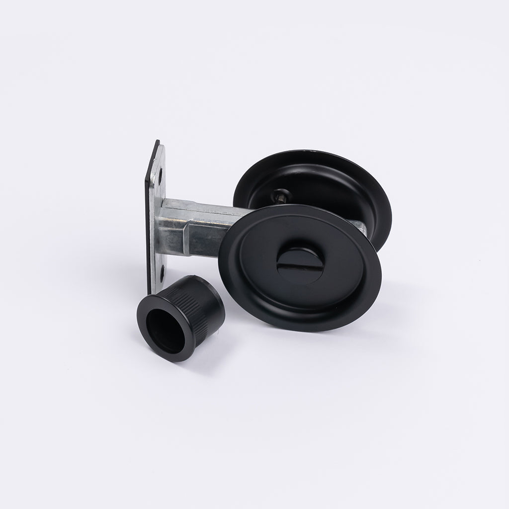 Matt Black Round Sliding Cavity Privacy Lock - Manovella