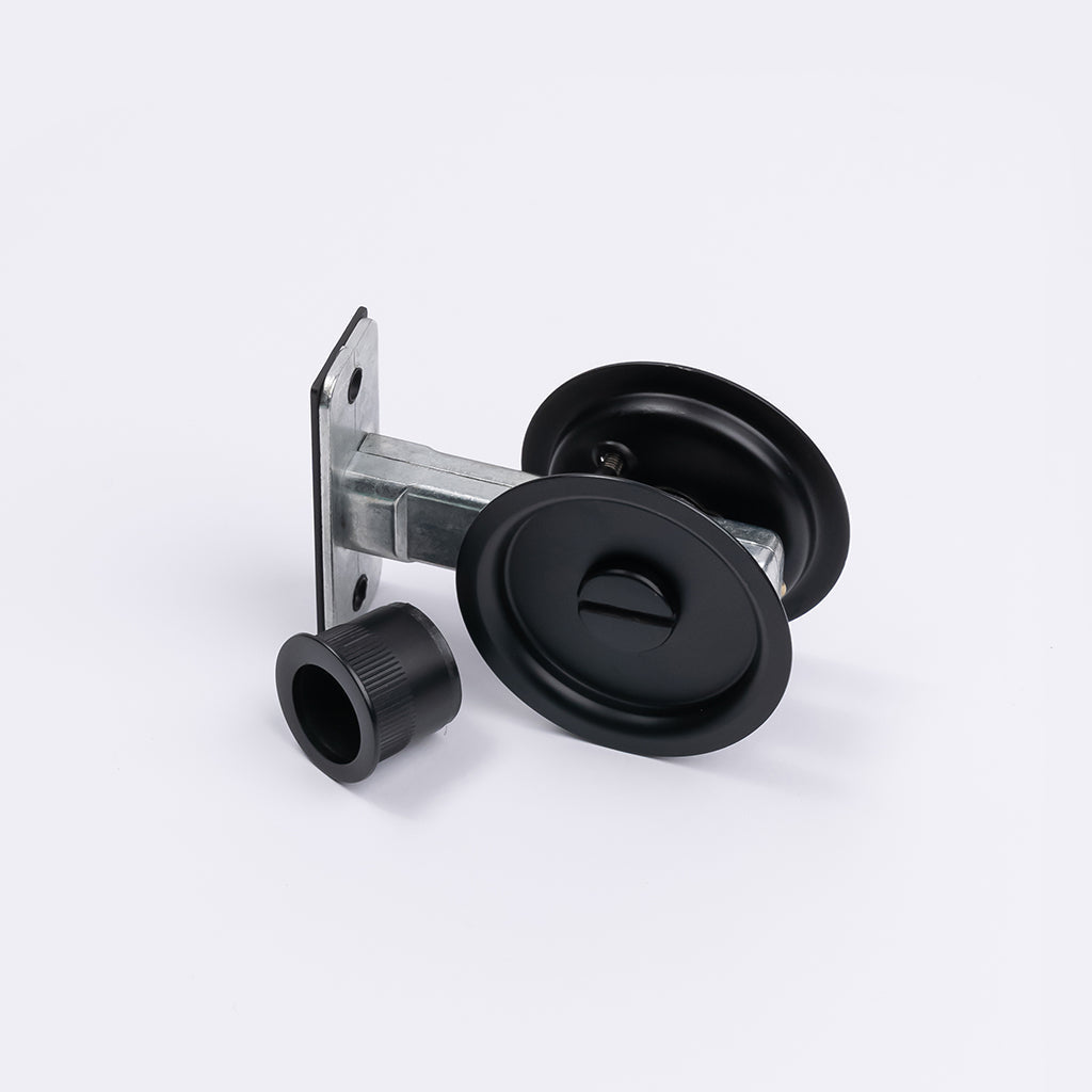Matt Black Round Sliding Cavity Privacy Lock - Manovella