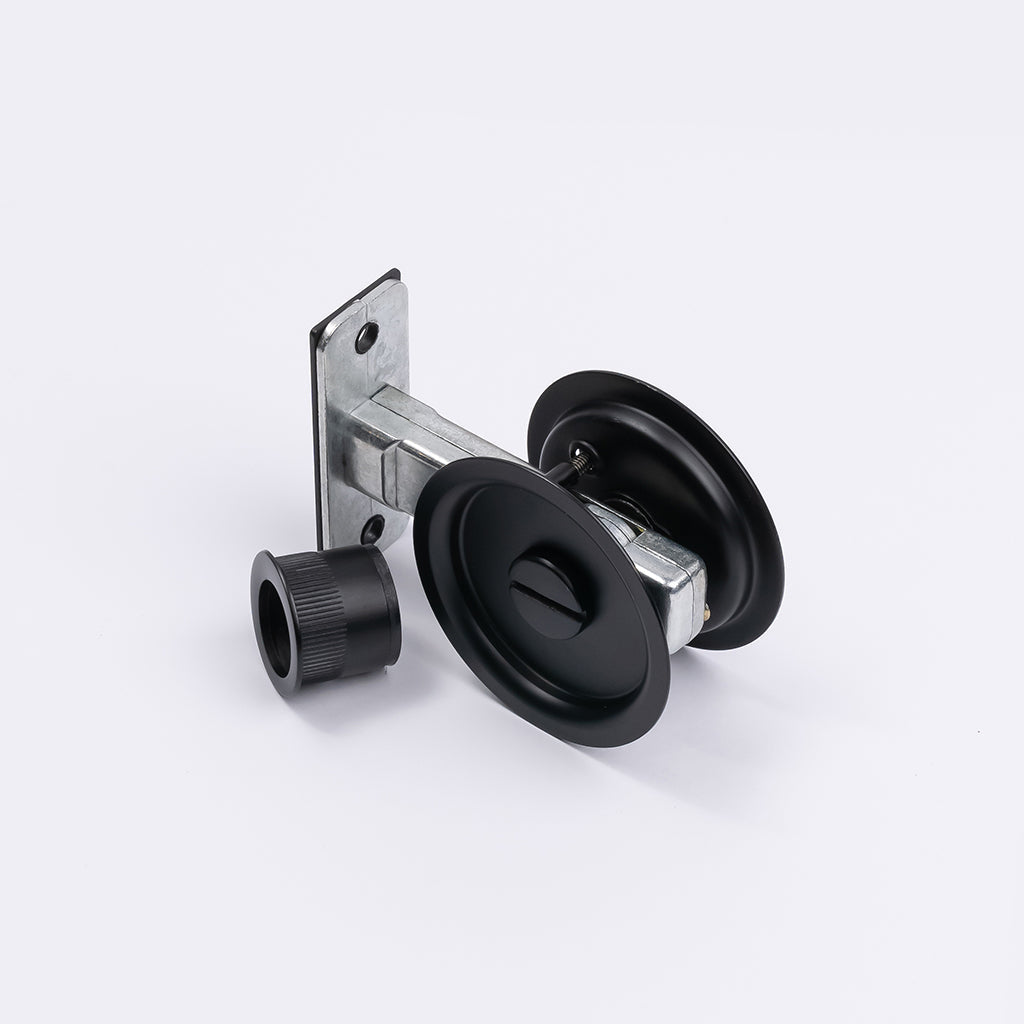 Matt Black Round Sliding Cavity Privacy Lock - Manovella
