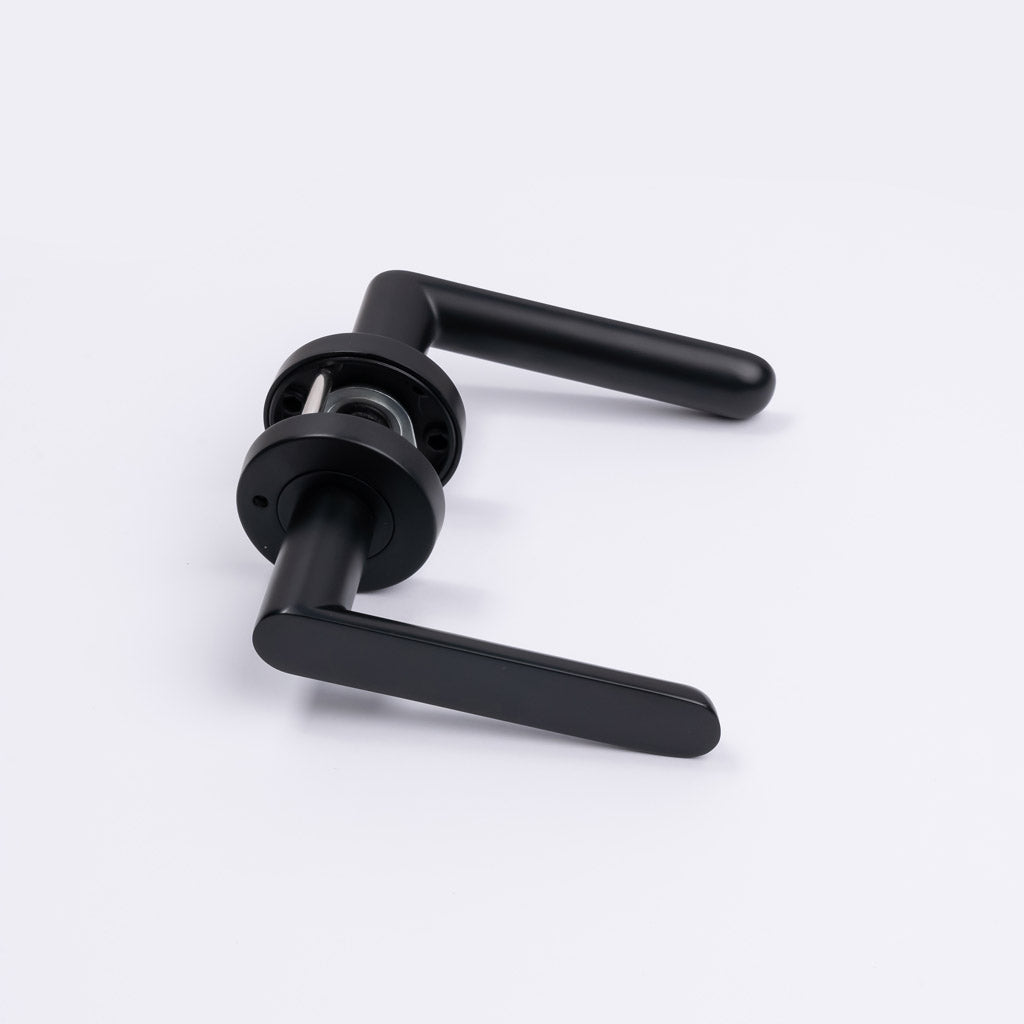 Matt Black Privacy Door Handle - Fairhaven - Manovella