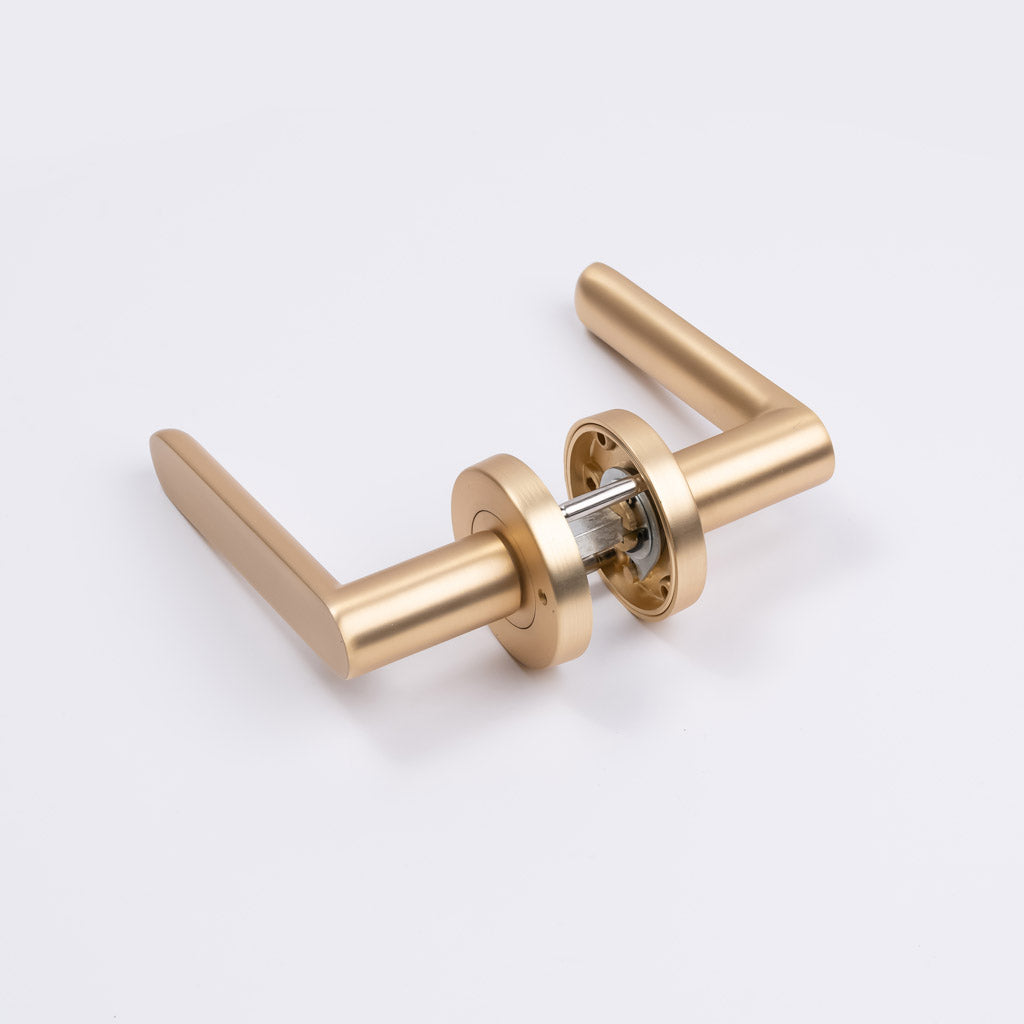 Satin Brass Privacy Door Handle - Fairhaven - Manovella