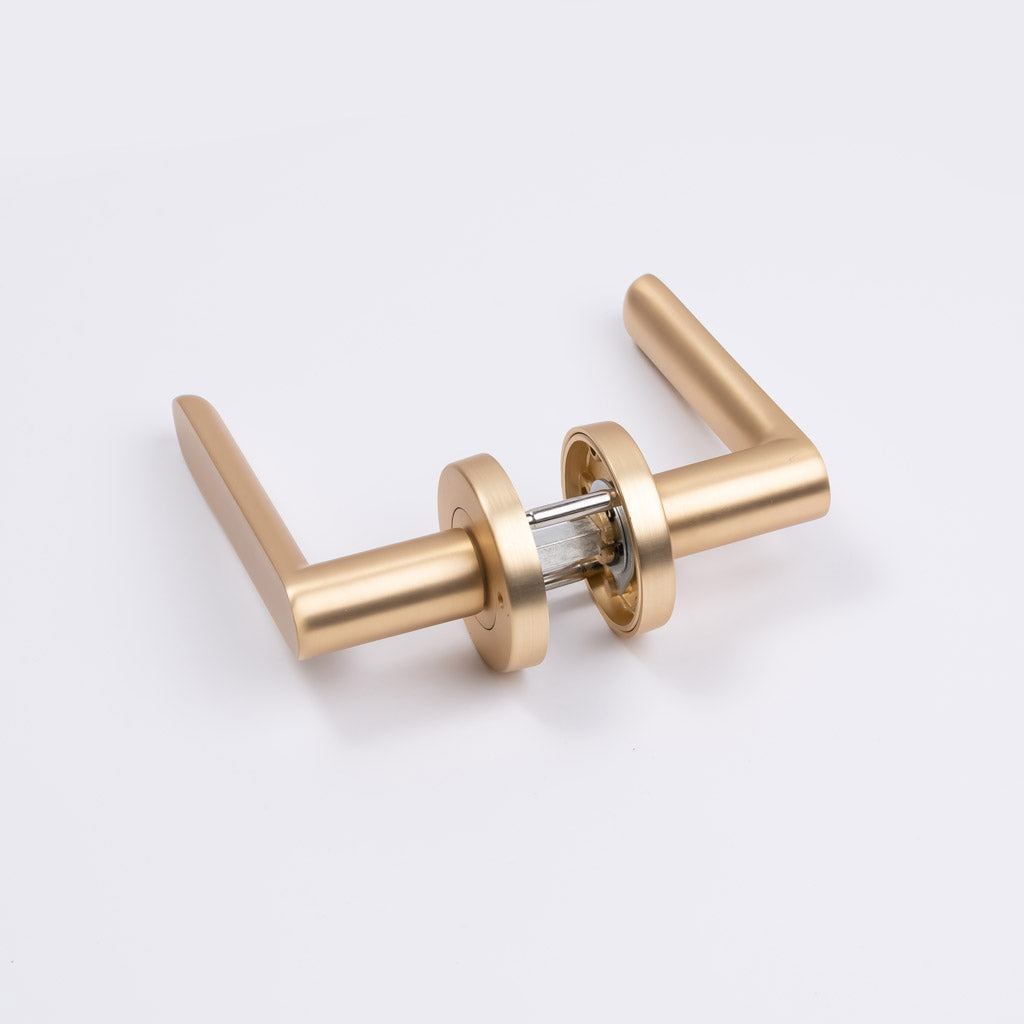 Satin Brass Privacy Door Handle - Fairhaven - Manovella