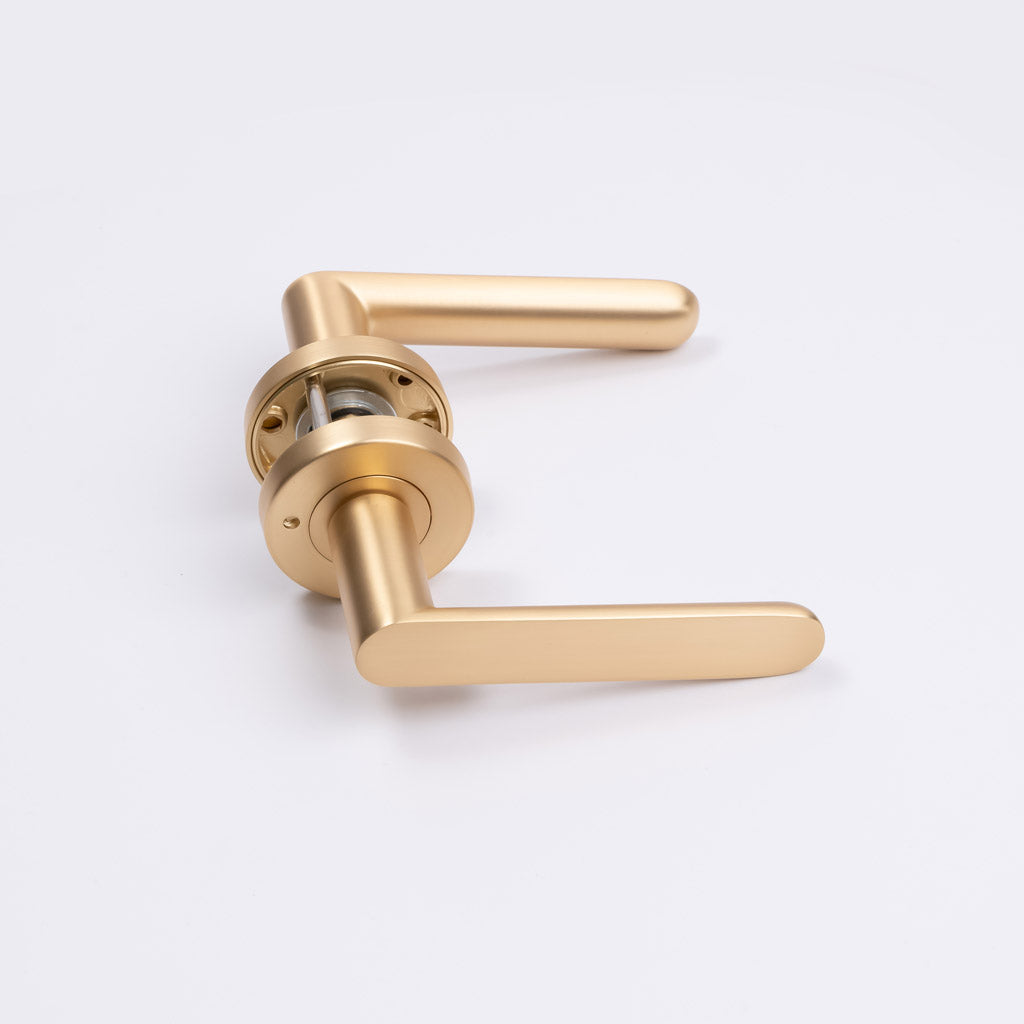 Satin Brass Privacy Door Handle - Fairhaven - Manovella