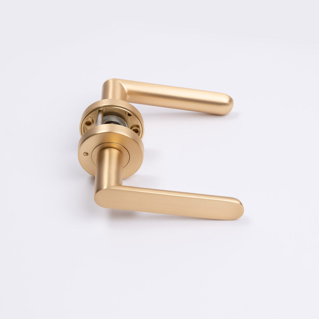 Satin Brass Privacy Door Handle - Fairhaven - Manovella
