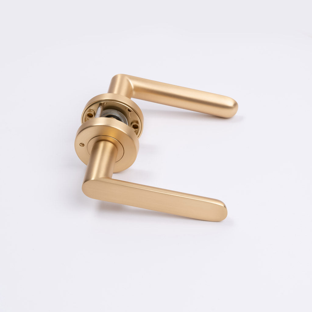 Satin Brass Privacy Door Handle - Fairhaven - Manovella
