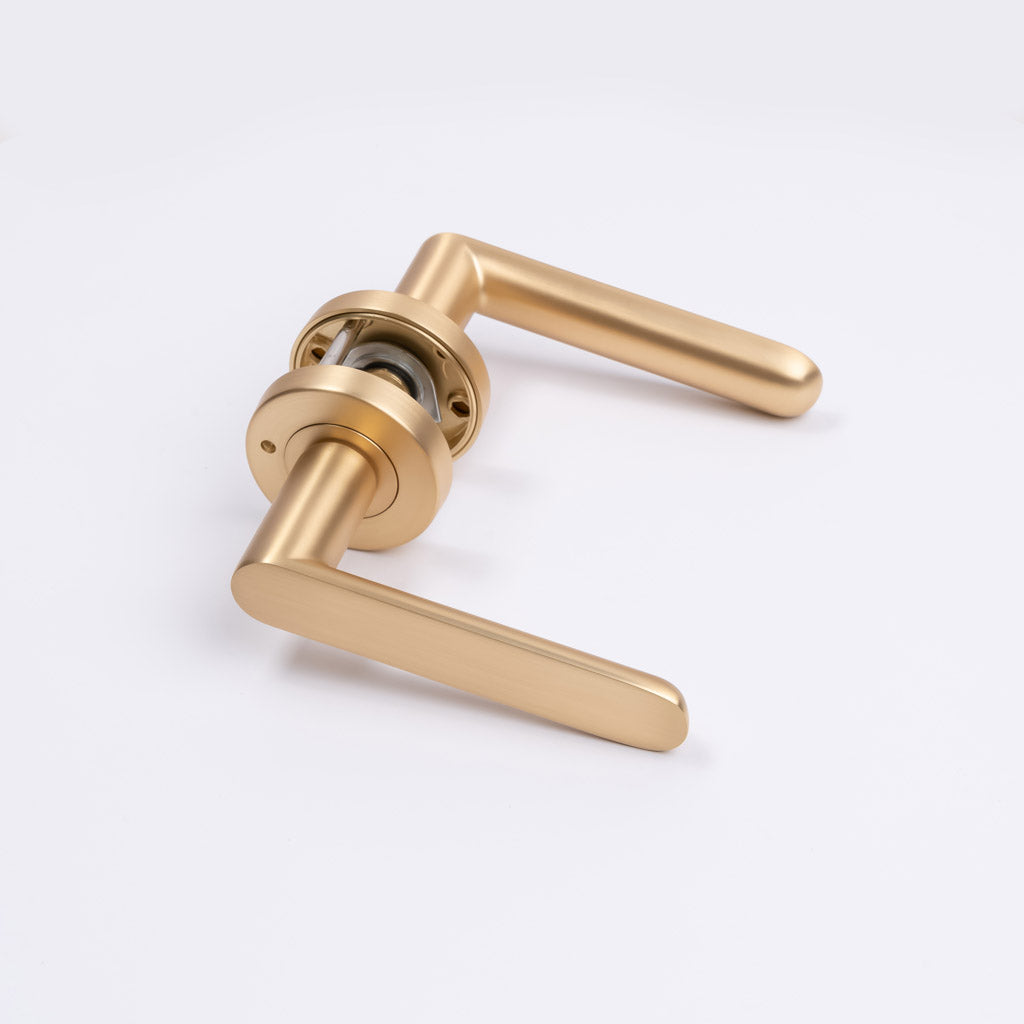 Satin Brass Privacy Door Handle - Fairhaven - Manovella