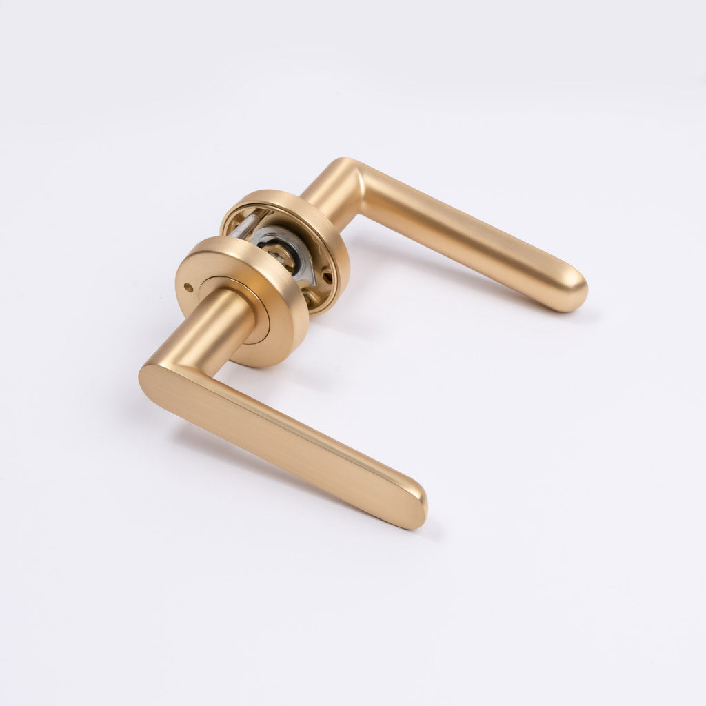 Satin Brass Privacy Door Handle - Fairhaven - Manovella