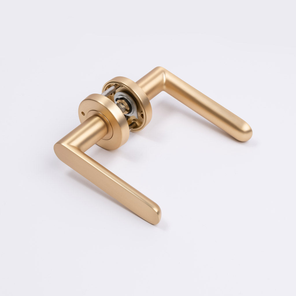 Satin Brass Privacy Door Handle - Fairhaven - Manovella