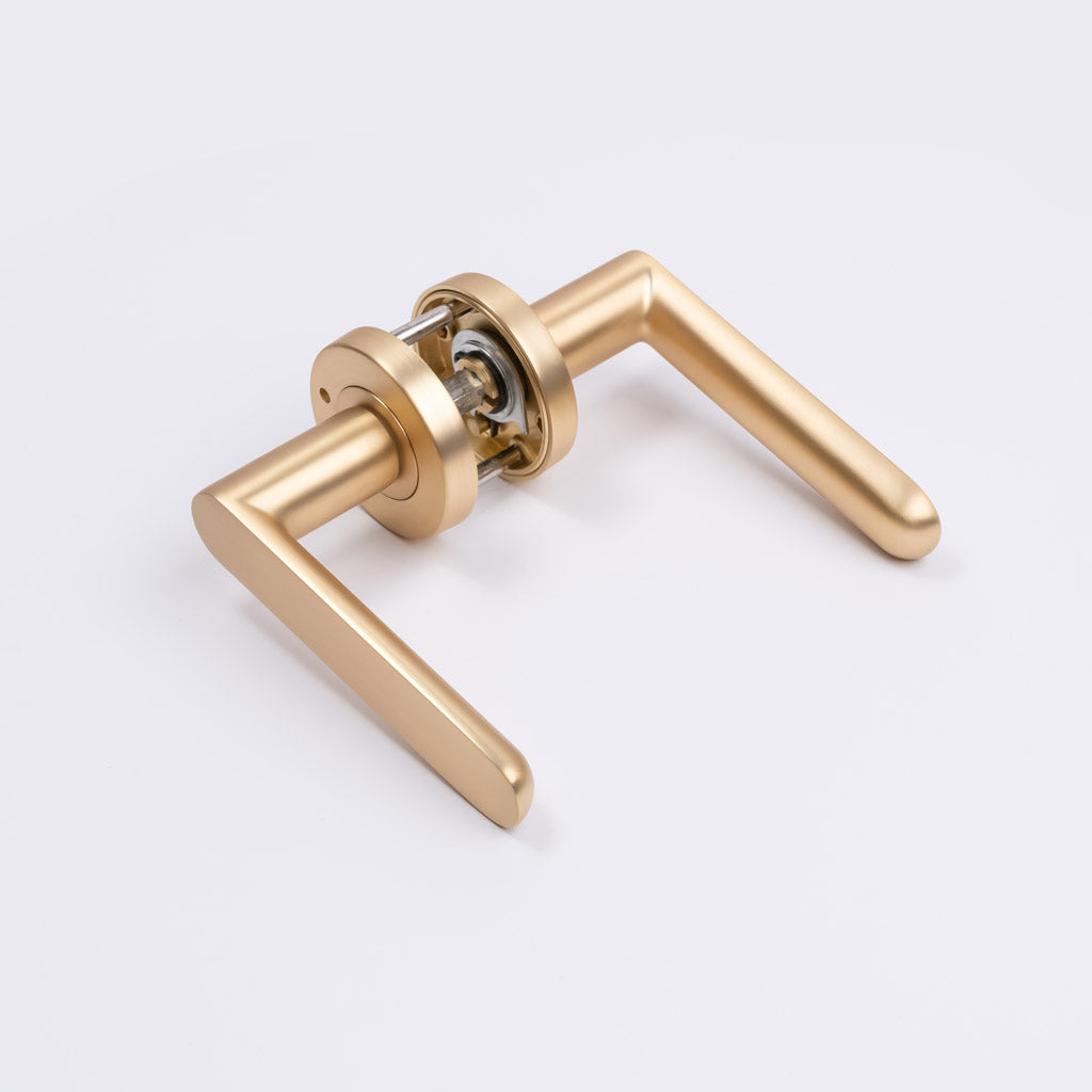 Satin Brass Privacy Door Handle - Fairhaven - Manovella