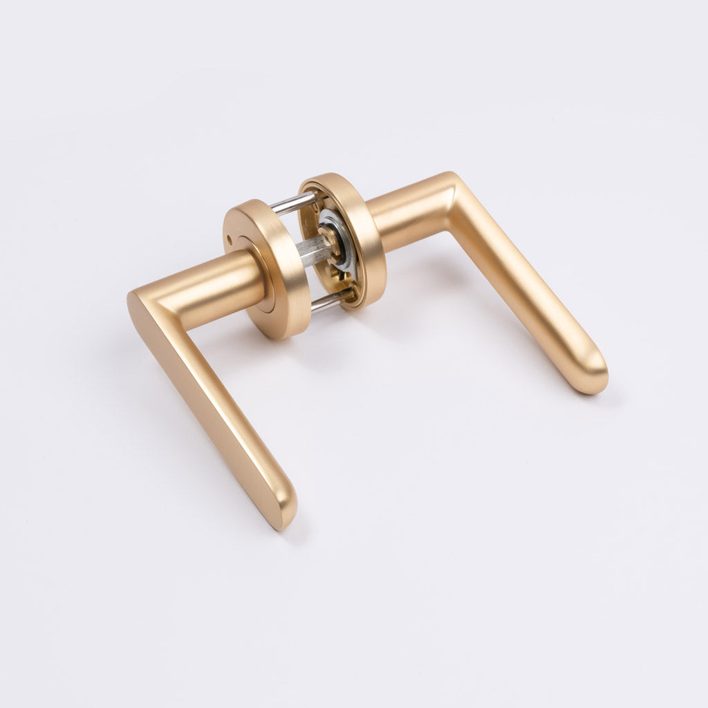 Satin Brass Privacy Door Handle - Fairhaven - Manovella