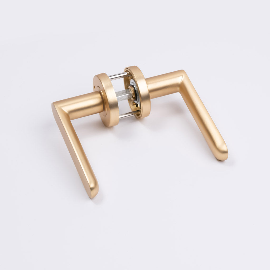 Satin Brass Privacy Door Handle - Fairhaven - Manovella