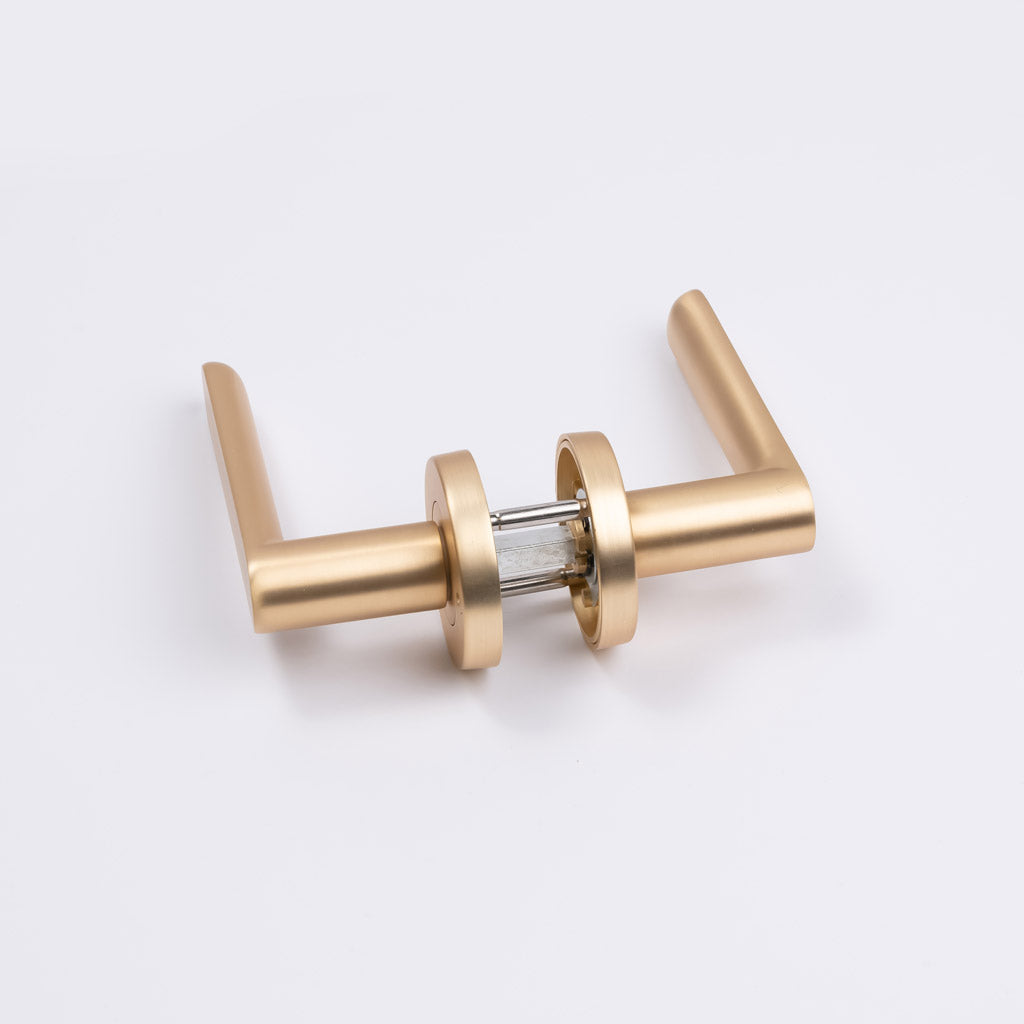 Satin Brass Privacy Door Handle - Fairhaven - Manovella