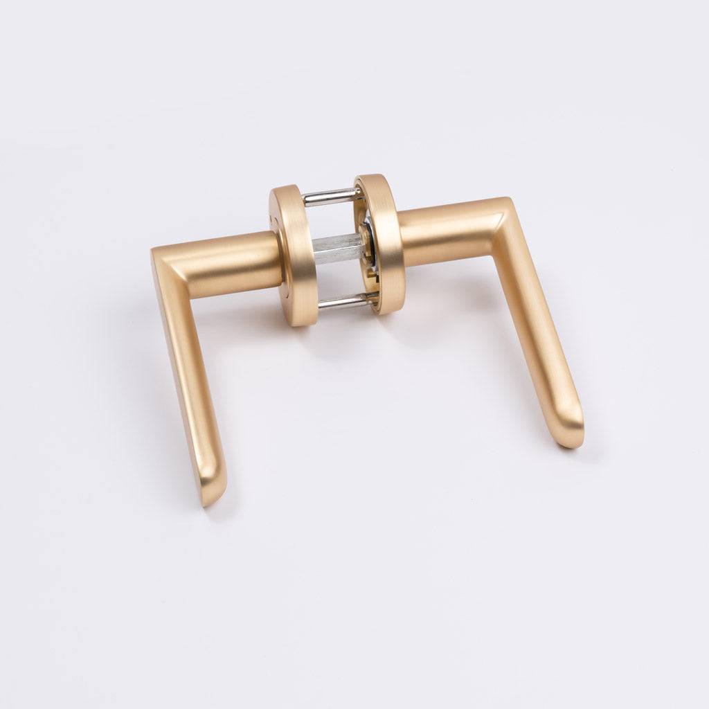 Satin Brass Privacy Door Handle - Fairhaven - Manovella