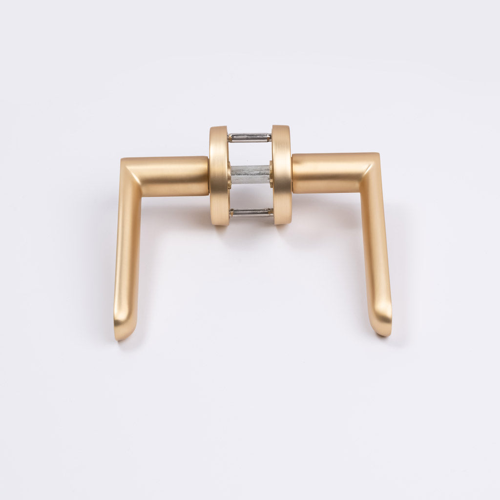 Satin Brass Privacy Door Handle - Fairhaven - Manovella